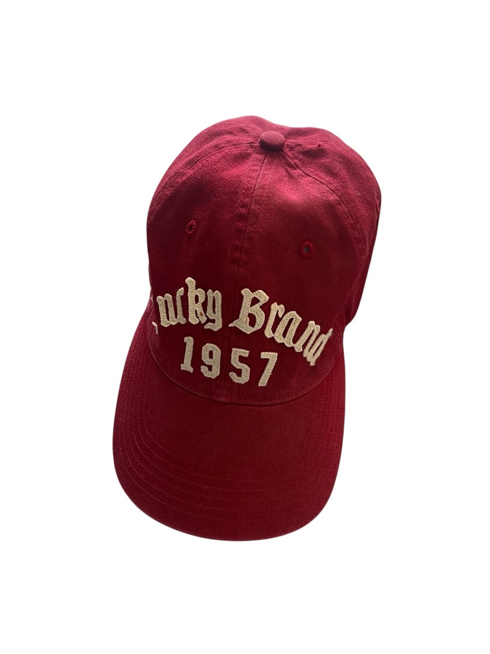 Lucky Brand 1957 Burgundy Adjustable Baseball Cap Hat Embroidered Logo